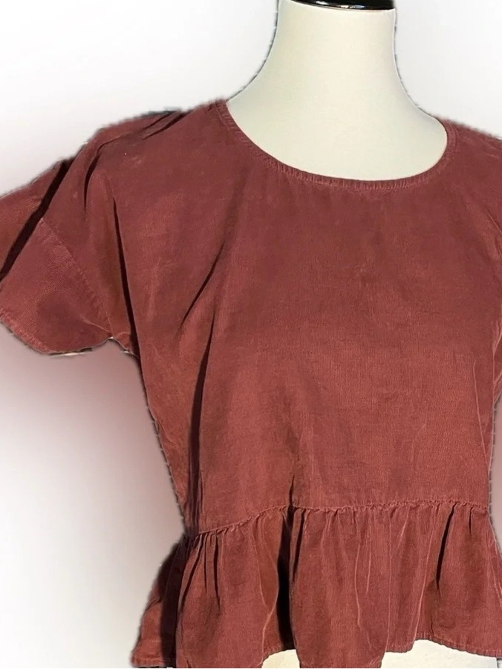 Womens Rust Peplum Short Sleeve Dress
